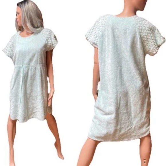 STAN HERMAN Cozy Seafoam CHENILLE HOUSE DRESS O/S As-Is - Picture 1 of 16